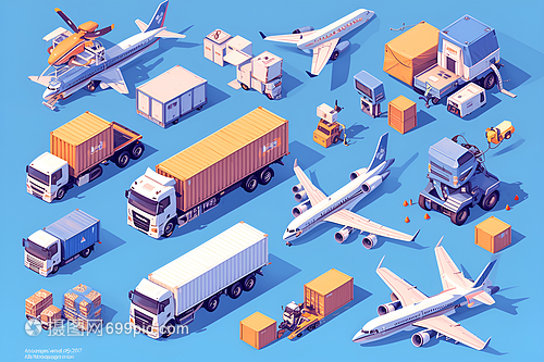 集裝箱卡車與飛機貨物運輸 現(xiàn)代物流的雙翼